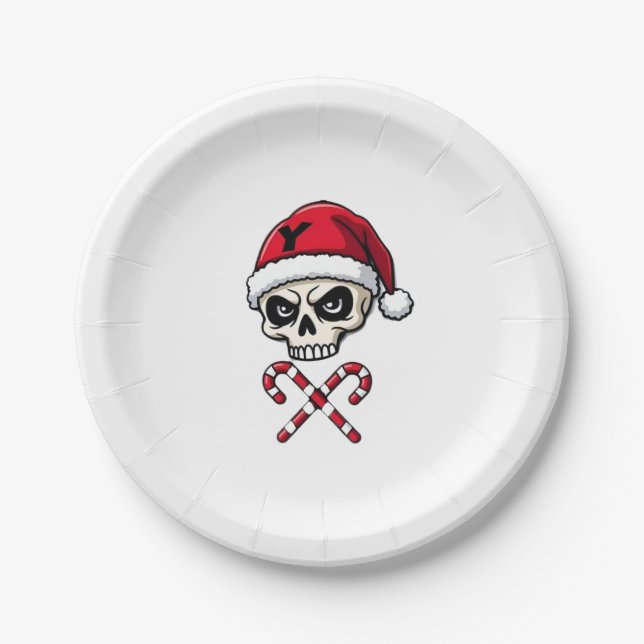 Assiettes En Carton Candy Cane Crew Skull Christmas 2025 Funny Men Boy (Devant)