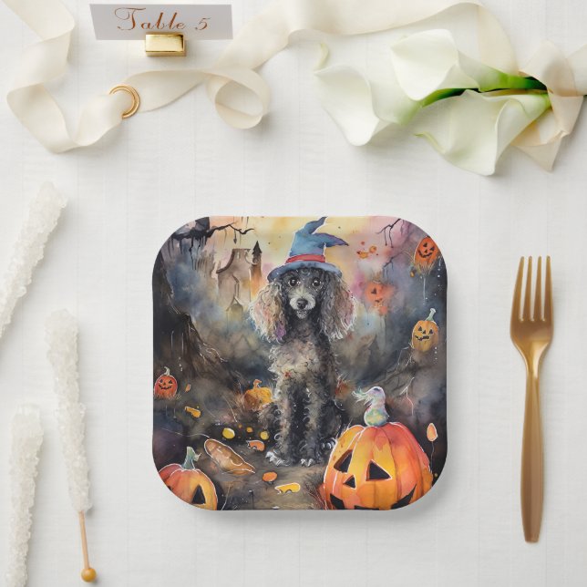Assiettes En Carton Caniche D'Halloween Avec Peur Citrouille (Mariage)
