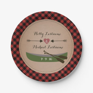 Assiettes En Carton Canoë de plaid + Mariage rustique de flèches