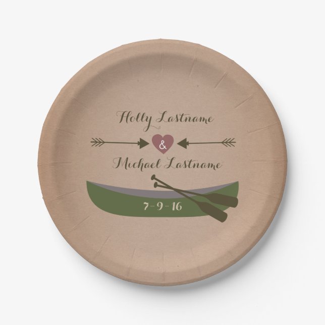 Assiettes En Carton Canot + Flèches Mariage rustique (Devant)