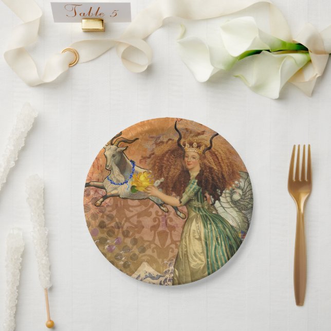 Assiettes En Carton Capricorn Femme Chèvre Whimsical Amusant (Mariage)