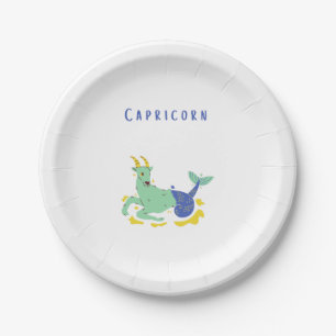 Assiettes En Carton Capricorne rose, zodiaque, impression d'étoiles
