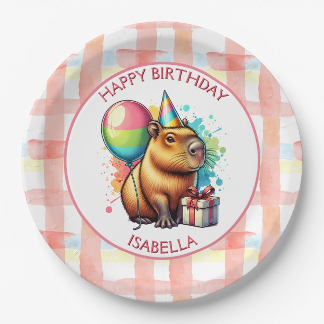 Assiettes En Carton Capybara themed Girl's Birthday Party (Devant)