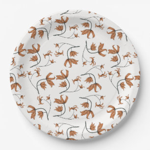 Assiettes En Carton Caramel de pêche taupe florale romantique