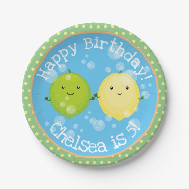 Assiettes En Carton Caricature d'amis lime de citron vert mignon (Devant)