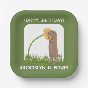 Assiettes En Carton Caricature d'anniversaire personnalisée pour chien