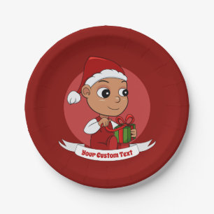 Assiettes En Carton Caricature de bébé Noël mignonne Plaques en papier
