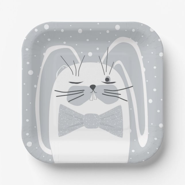 Assiettes En Carton Caricature de lapin, symbole 2023. (Recto)