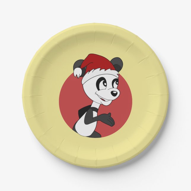 Assiettes En Carton Caricature de Noël avec plaque en papier de panda (Devant)