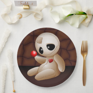 Assiettes En Carton Caricature de poupée vaudou en amour