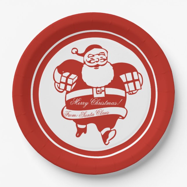 Assiettes En Carton Caricature du Père Noël Rouge Noël (Devant)