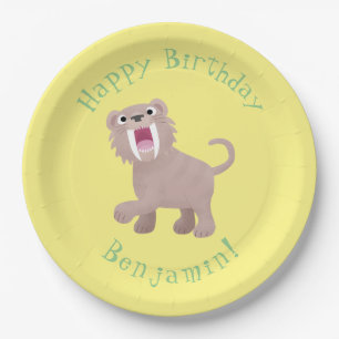 Assiettes En Carton Caricature du tigre mignon Saber Toothed Smilodon