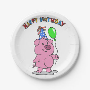 Assiettes En Carton Caricature pour cochon d'anniversaire  choisir la 