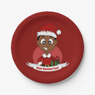 Assiettes En Carton Caricature pour garçon de Noël