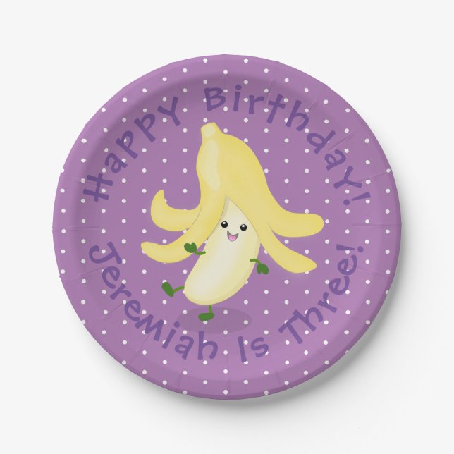 Assiettes En Carton Caricature sur la banane de Cute kawaii (Devant)