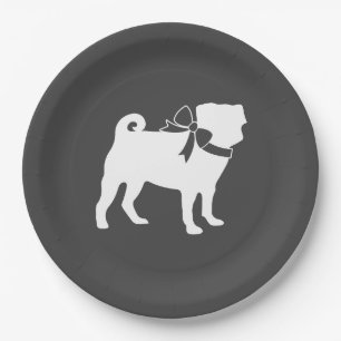 Assiettes En Carton Carlin Chien Baby shower Gris Chiot Chien Neutre G