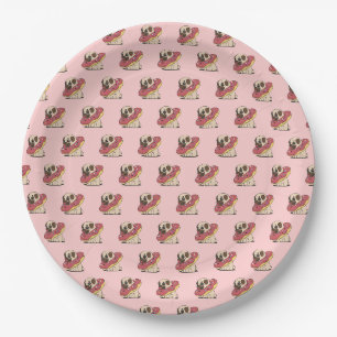 Assiettes En Carton Carlin mignon dans une plaque de papier à Donut