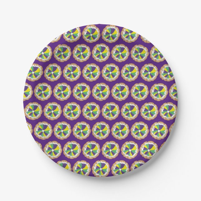 Assiettes En Carton Carnaval King Cake New Orleans NOLA Mardi Gras (Devant)