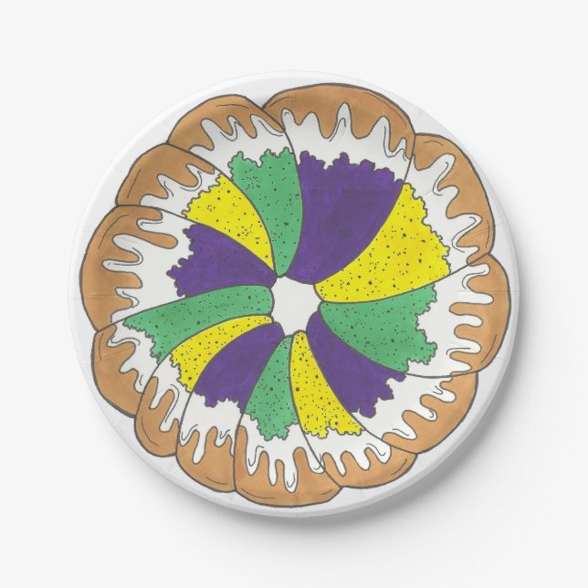 Assiettes En Carton Carnaval King Cake New Orleans NOLA Mardi Gras (Devant)