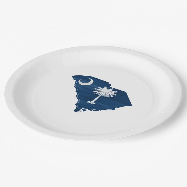 Assiettes En Carton Carolina flag and map (Angle)