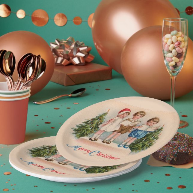 Assiettes En Carton Caroling Kids Plaques de papier de Noël (Multi)