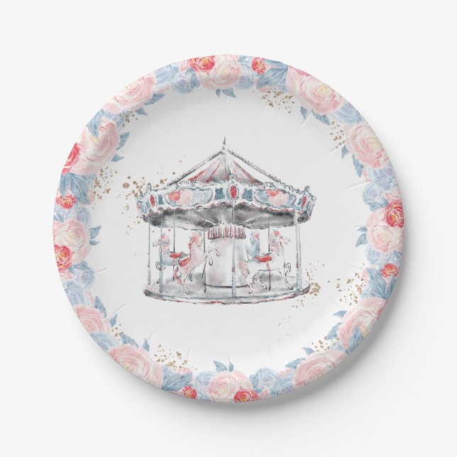 Assiettes En Carton Carousel Wonderland Rose (Devant)