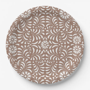 Assiettes En Carton Carreau de Talavera Brun Moka de Style Espagnol Fi