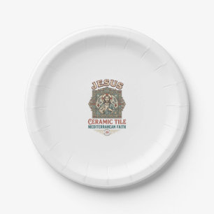 Assiettes En Carton Carreau en céramique Jésus Méditerranéen Foi Jésus