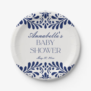 Assiettes En Carton Carreaux bleu Talavera Espagne Baby shower Fiesta