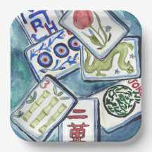 Carreaux de Mahjong bleu