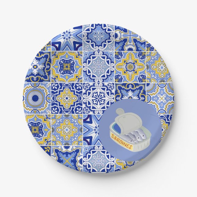 Assiettes En Carton Carreaux portugais et sardes (Devant)