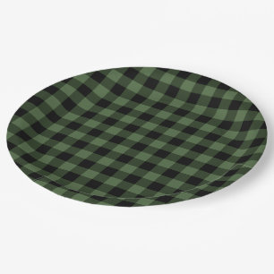 Assiettes En Carton Carreaux vert et noir