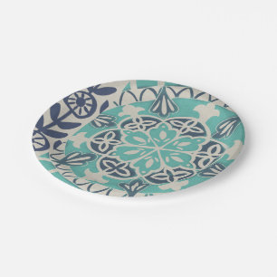 Assiettes En Carton Carrelage Batik Bleu I