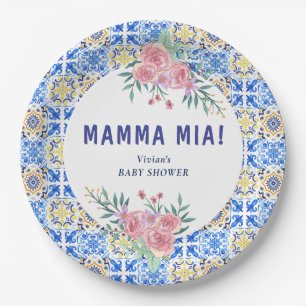 Assiettes En Carton Carrelage bleu italien Mamma Mia
