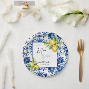 Assiettes En Carton Carrelage bleu méditerranéen Fête des mariées citr