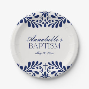 Assiettes En Carton Carrelage Talavera bleu Espagne Fiesta Baptême