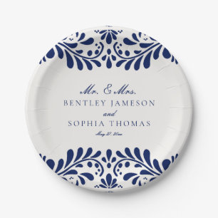 Assiettes En Carton Carrelage Talavera bleu Espagne Mariage Fiesta