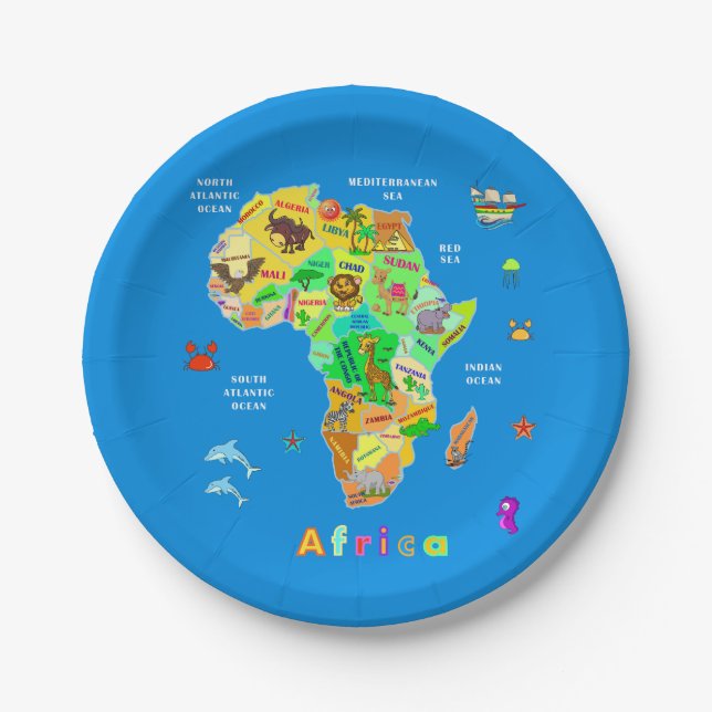 Assiettes En Carton Carte africaine pour les enfants (Devant)