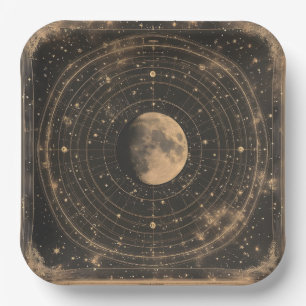 Assiettes En Carton Carte céleste lunaire vintage