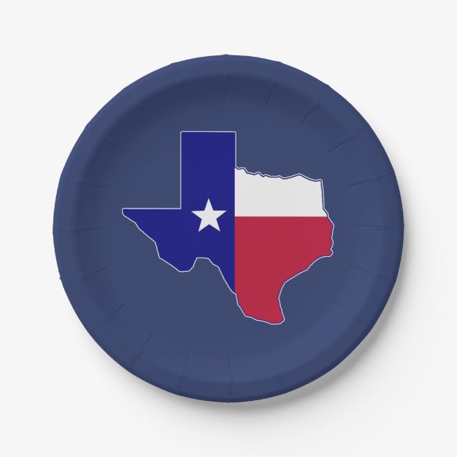 Assiettes En Carton Carte du drapeau du Texas (Devant)
