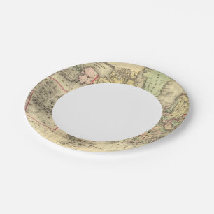 Assiettes En Carton Carte du monde avec les routes maritimes des explo