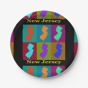 Assiettes En Carton Carte du New Jersey