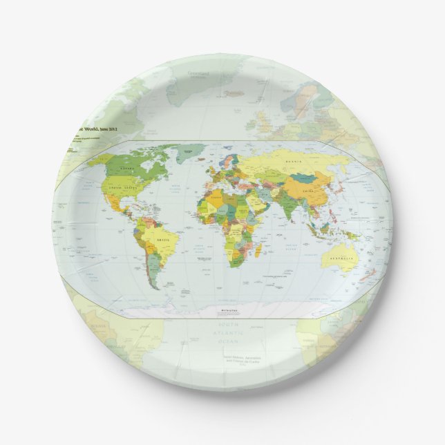 Assiettes En Carton Carte mondiale Globe Pays Atlas (Devant)