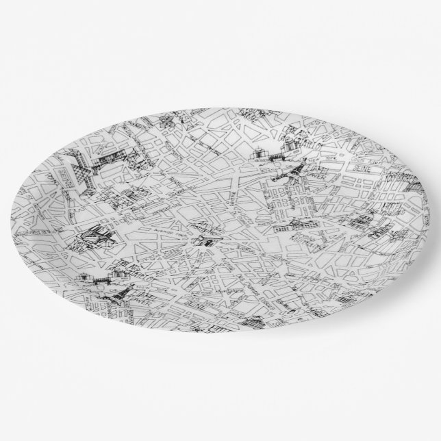 Assiettes En Carton Carte Paris (Angle)