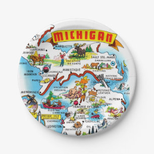 Assiettes En Carton Carte postale du Michigan
