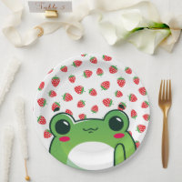 Carte postale Grenouille aux fraises Kawaii