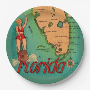 Assiettes En Carton Carte postale Retro de Floride