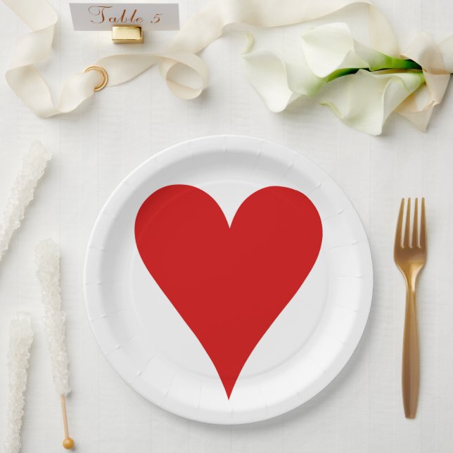 Assiettes En Carton Cartes de Jeu de Coeur Forme Saint-Valentin (Mariage)