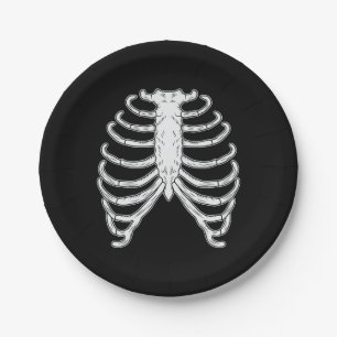 Assiettes En Carton Cartographie Halloween Cage Rib Humain Skeleton Bo