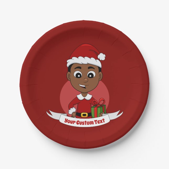 Assiettes En Carton Carton Cute African American Christmas boy (Devant)